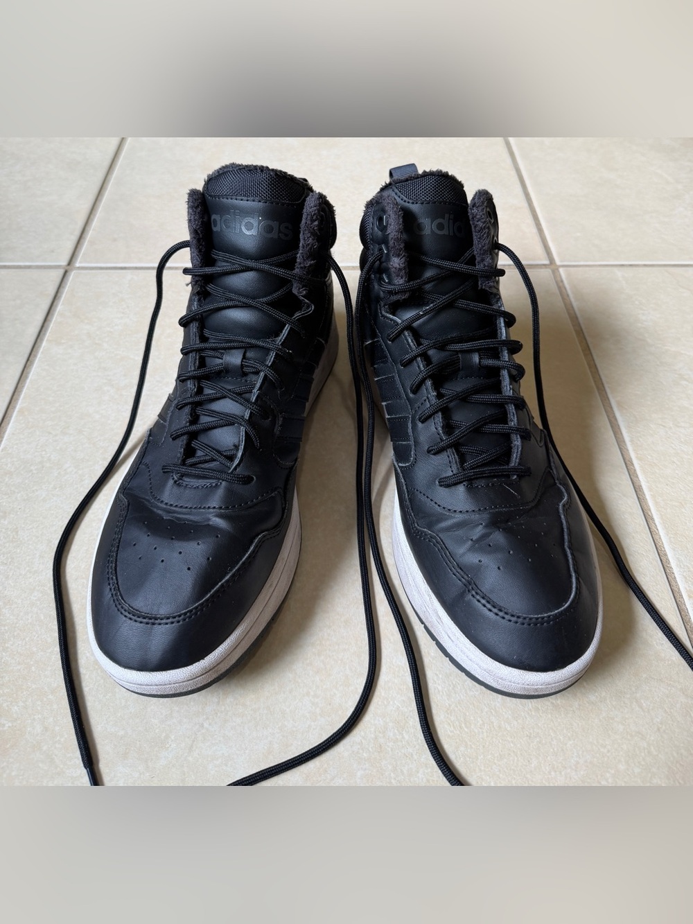 adidas Hoops 3.0 Mid Winter Black White Men's Sneaker Boots GZ6679 Size 9.5 US